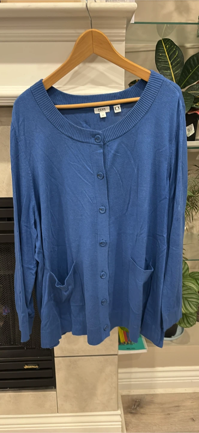 Penningtons Blue Button-Up Cardigan Size 5X