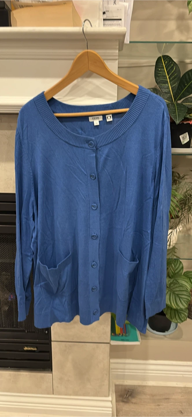 Penningtons Blue Button-Up Cardigan Size 5X - photo 2