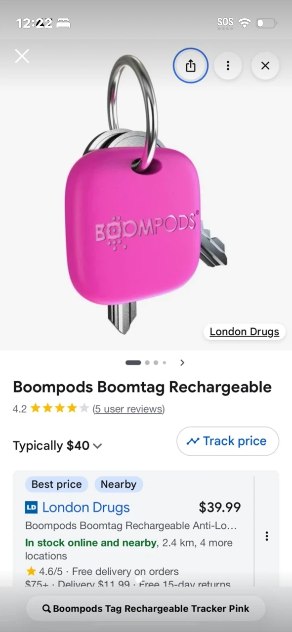 Boompods Tag Rechargeable Tracker - Pink