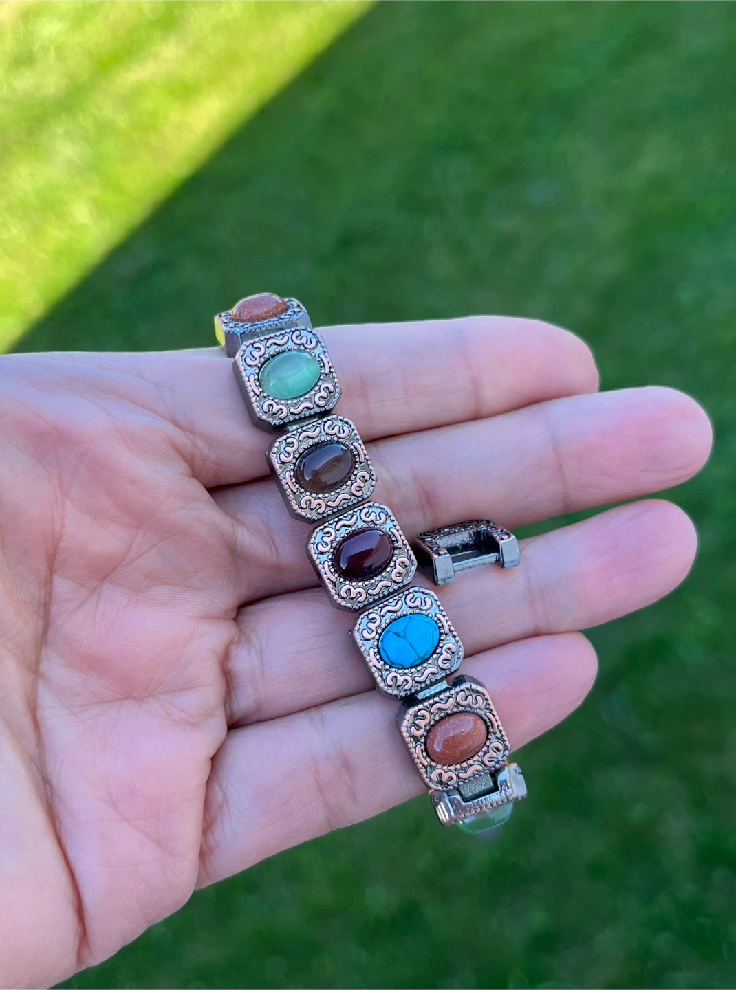 Multicoloured Stone Bracelet copper
