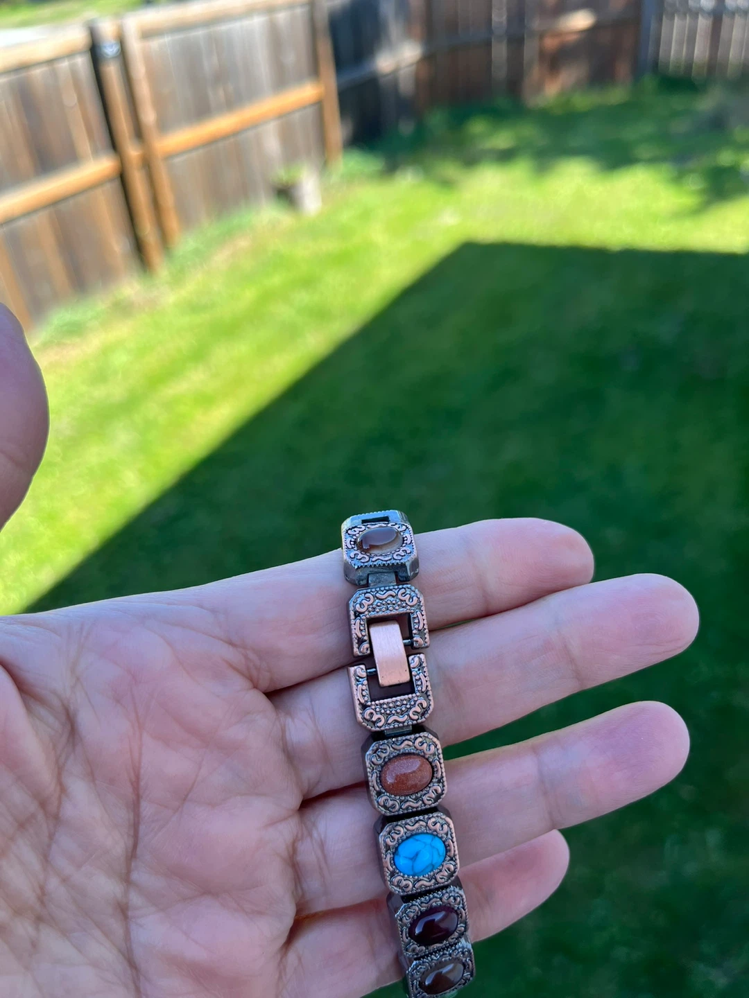 Multicoloured Stone Bracelet copper - photo 4