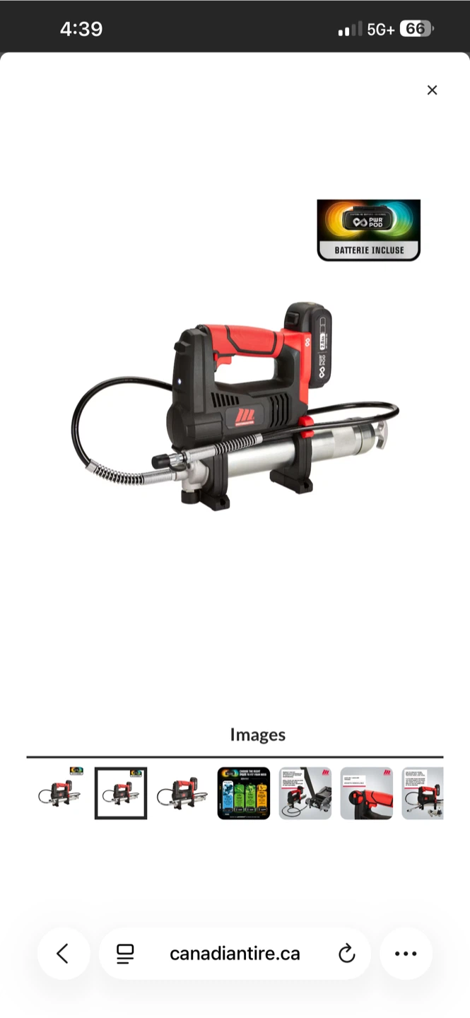 MotoMaster 20V Grease Gun with PWR POD Battery and Charger