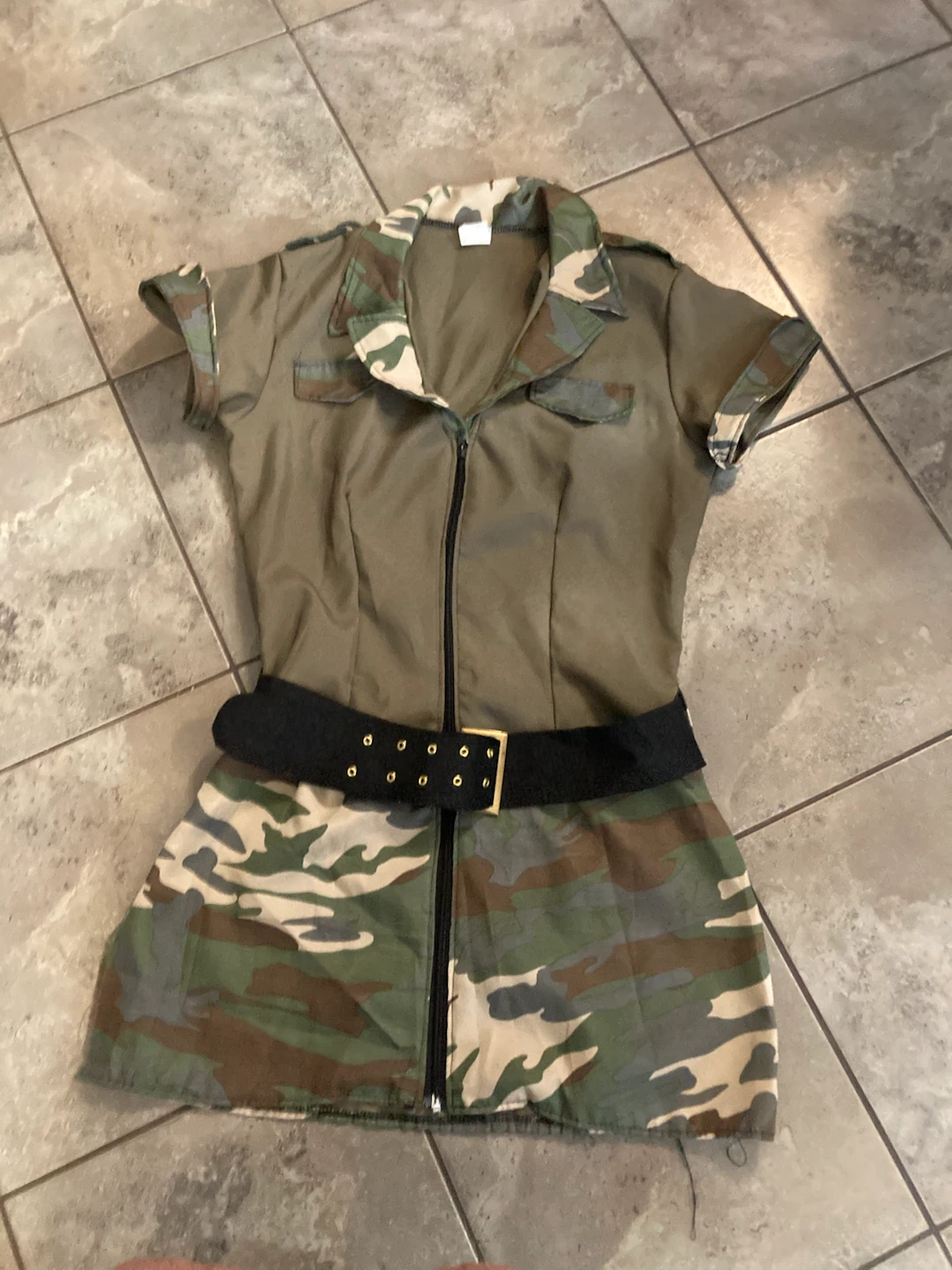 Camo Army Style Dress with Belt