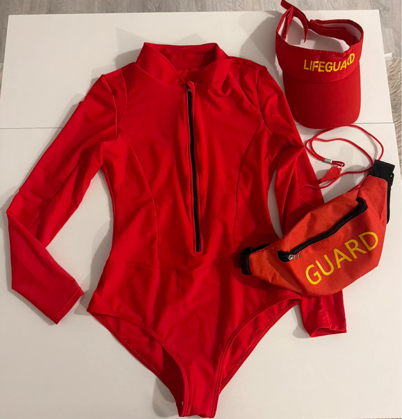 Red Lifeguard Costume Set