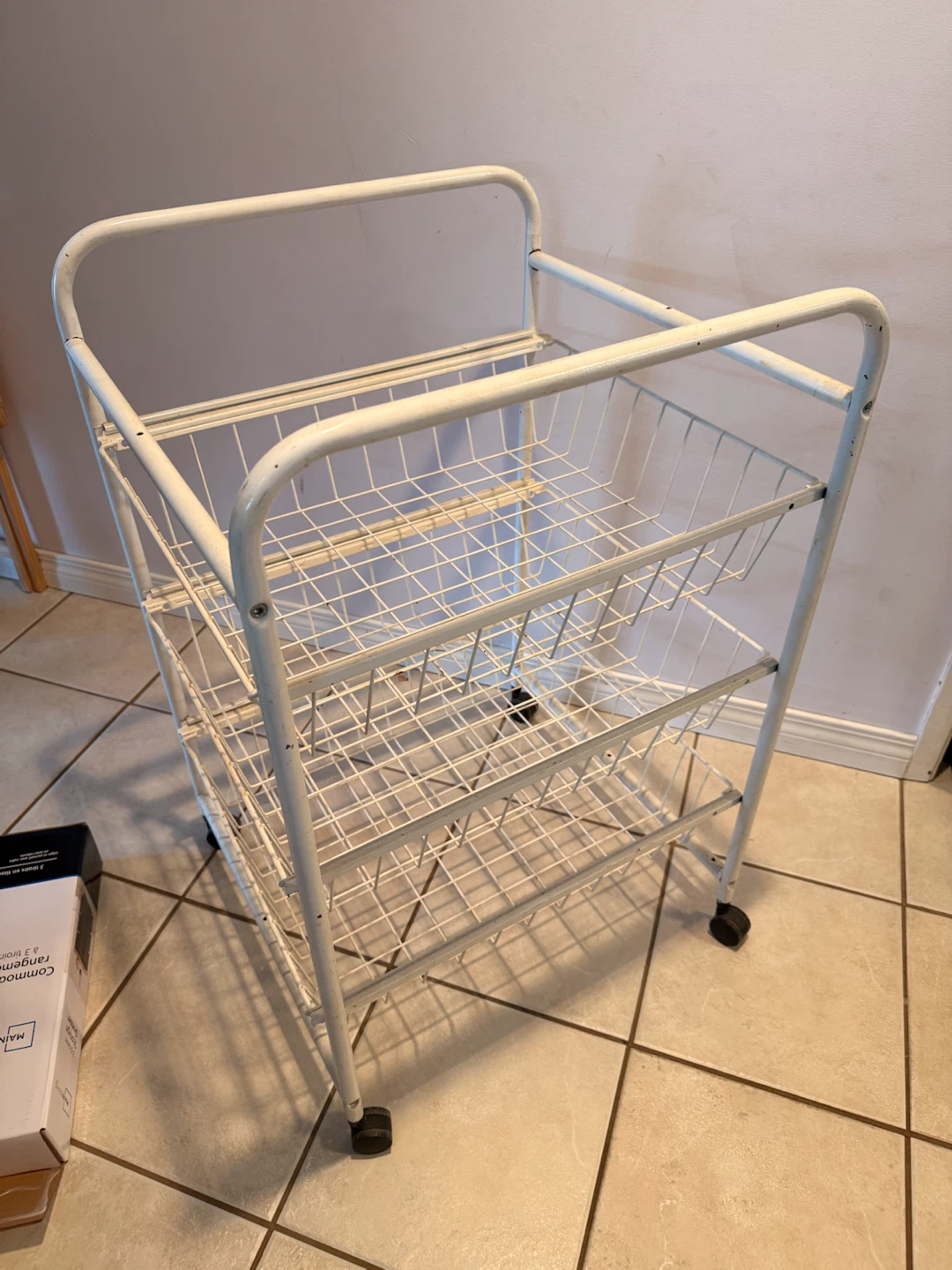 White 3-Tier Rolling Metal Storage Cart - photo 2