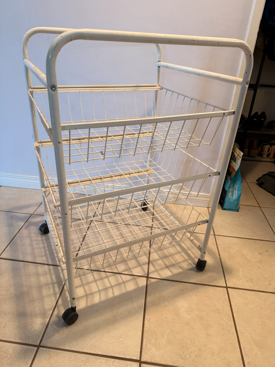 White 3-Tier Rolling Metal Storage Cart - photo 3