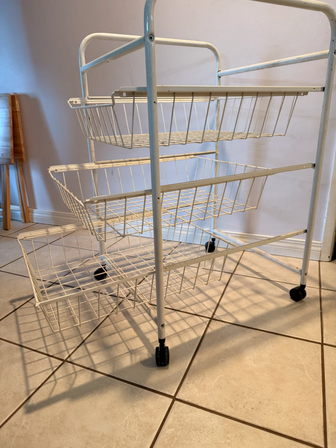 White 3-Tier Rolling Metal Storage Cart - photo 4