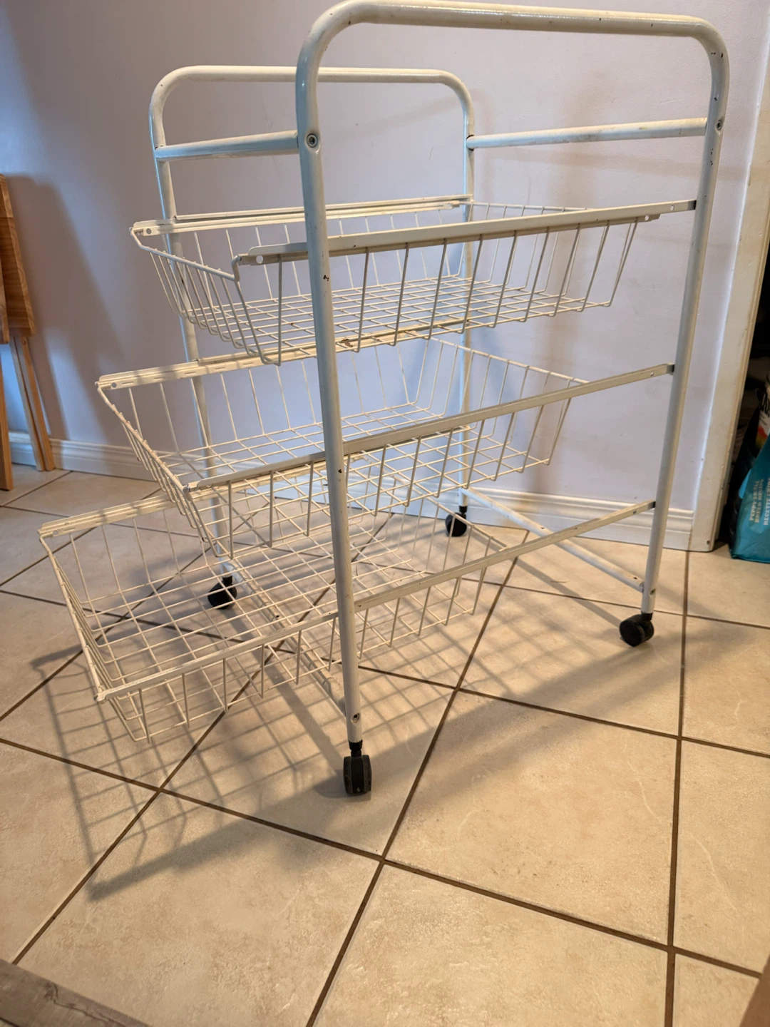 White 3-Tier Rolling Metal Storage Cart - photo 5