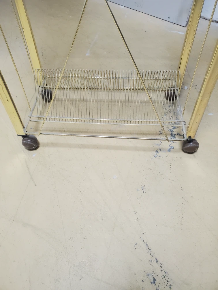 Vintage Brass Tone Rolling Vinyl Record Storage Rack - photo 2