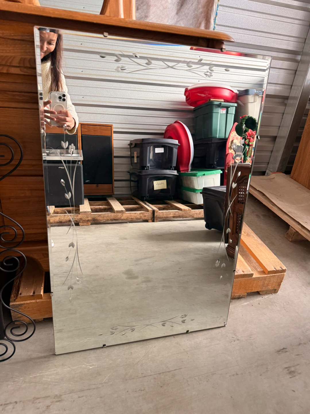 Vintage Eaton Canada Etched Glass Wall Mirror