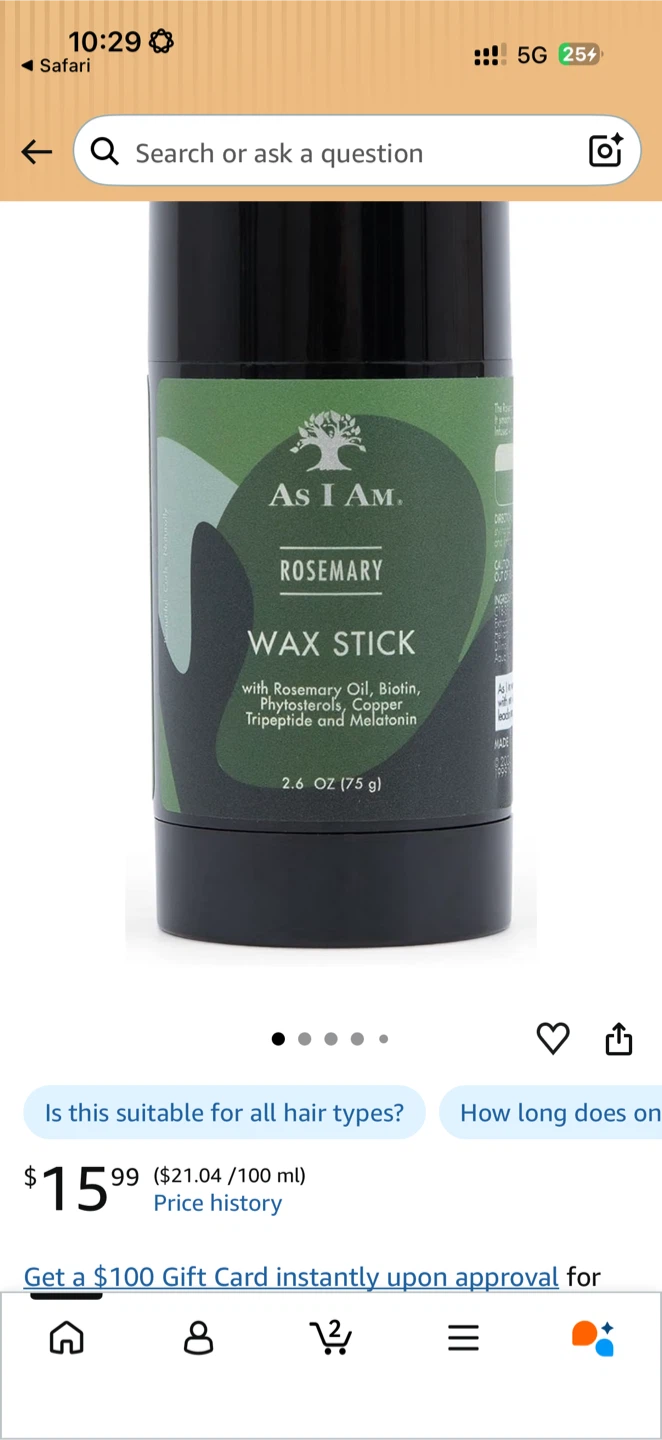 As I Am Rosemary Wax Stick 75g
