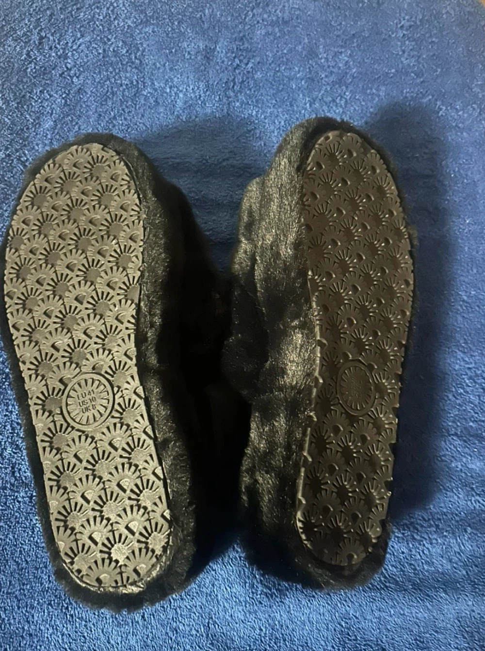 Black Faux Fur Slippers Size 10 - photo 2