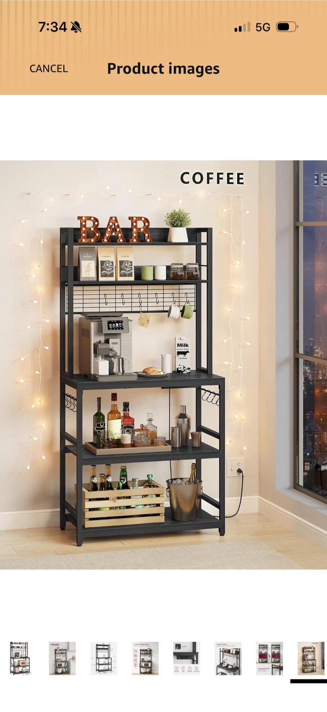 VASAGLE Kitchen Baker's Rack with Power Outlet