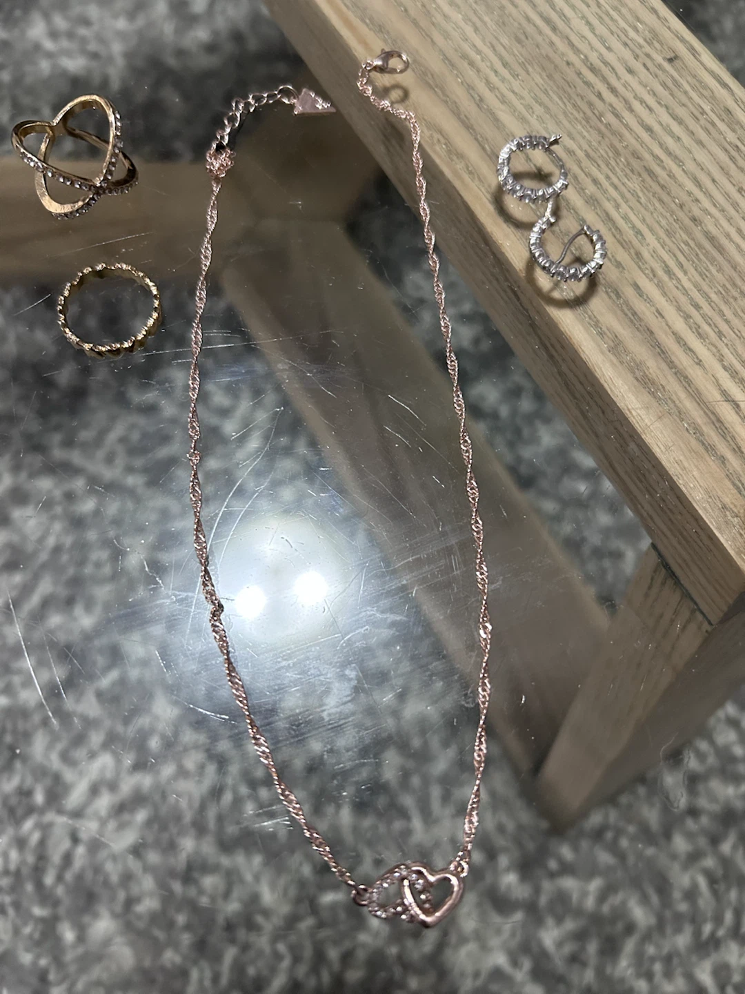 Guess Necklace, Rings, and Hoop Earrings Set
