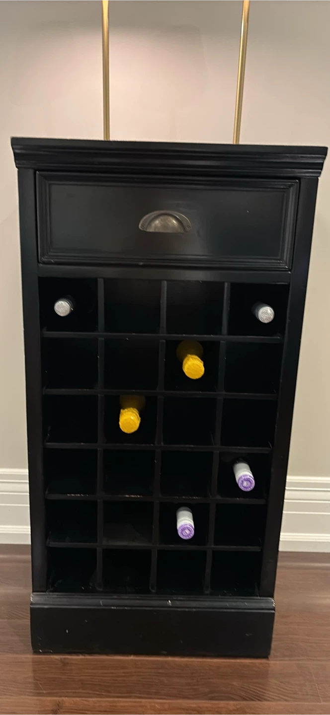Black Wooden Wine Rack with Drawer