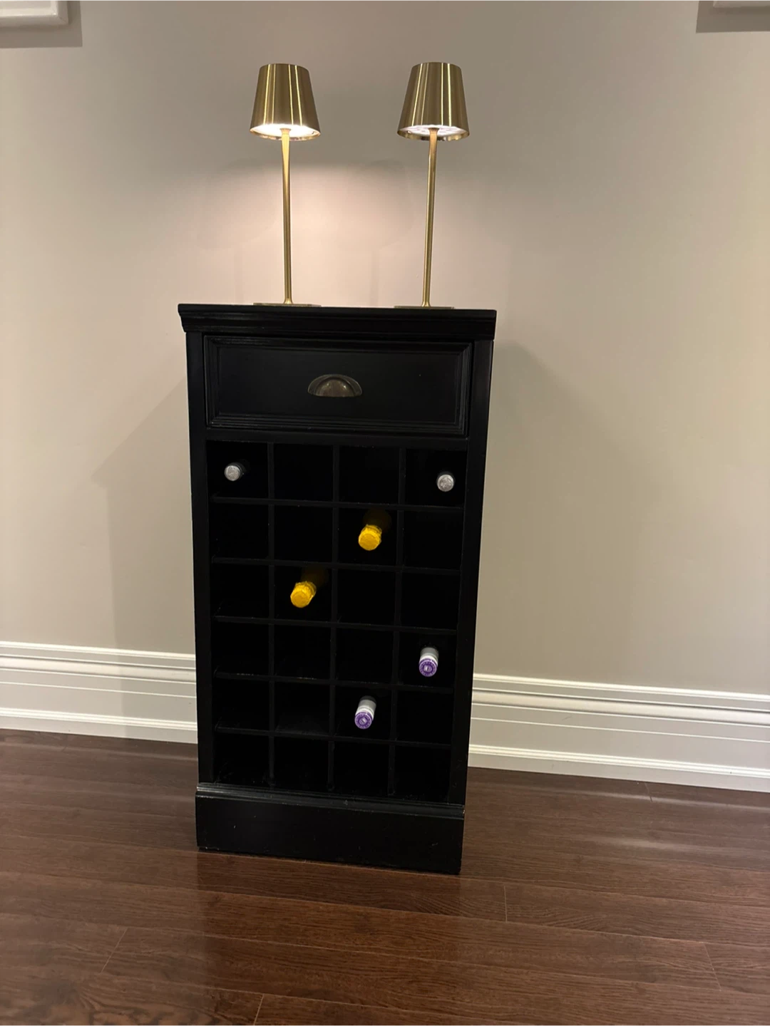 Black Wooden Wine Rack with Drawer - photo 4