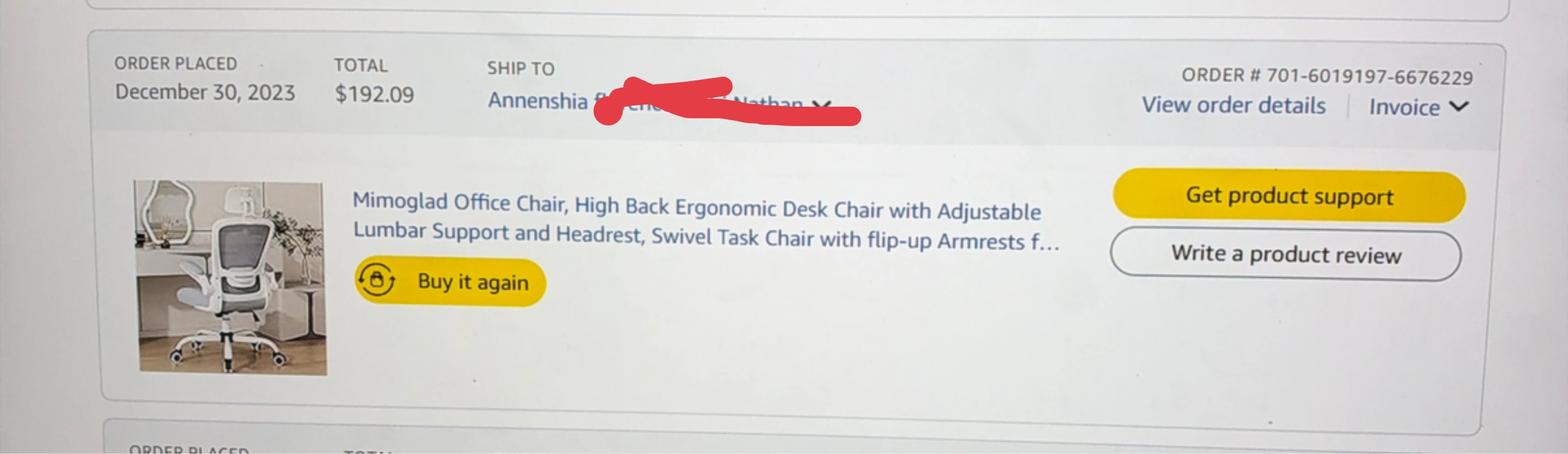 White Ergonomic Office Chair with Headrest - photo 3