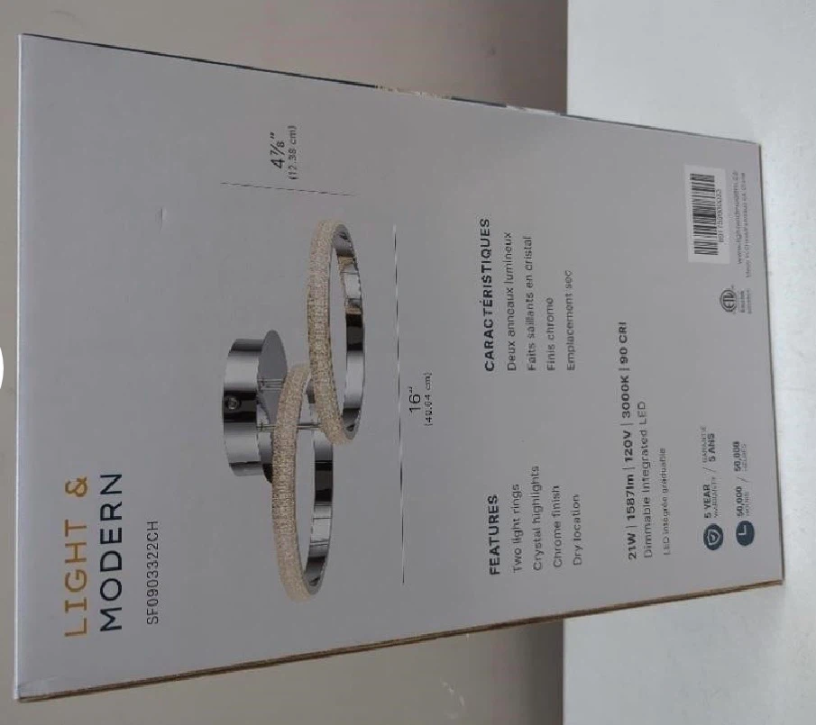 LORIS 16-IN. LED MOUNT LIGHT, CHROME - photo 3