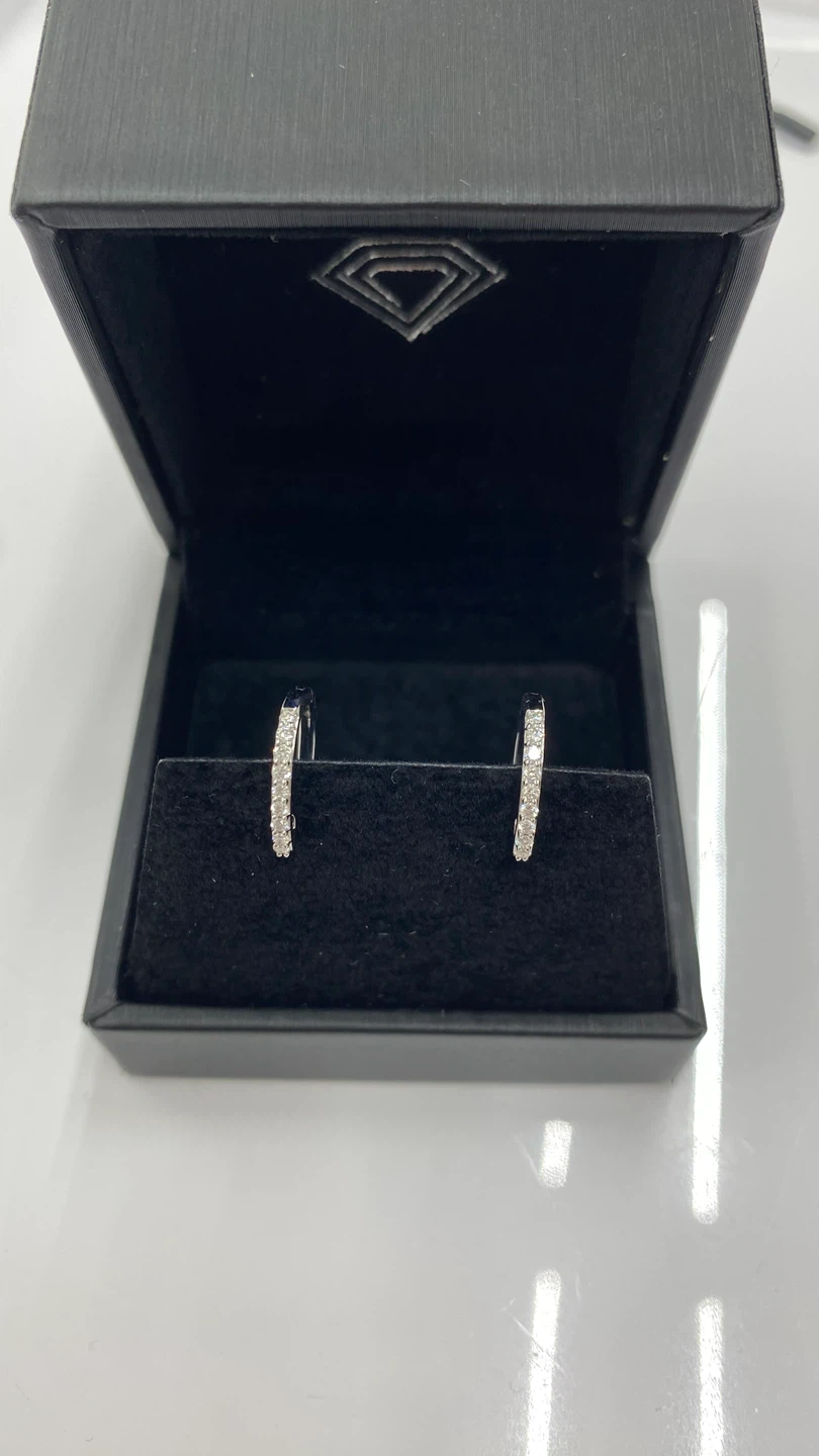 18KT White Gold Diamond Hoop Earrings. Barely used.