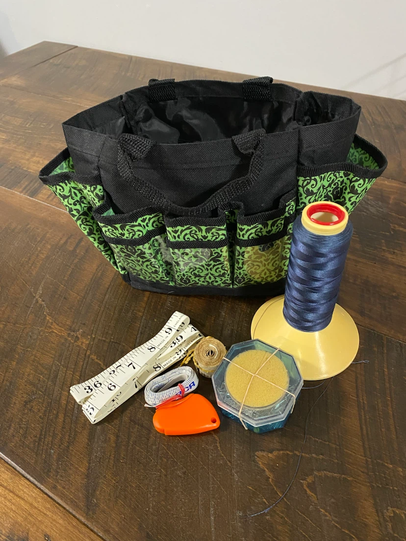 Sewing supplies with tote