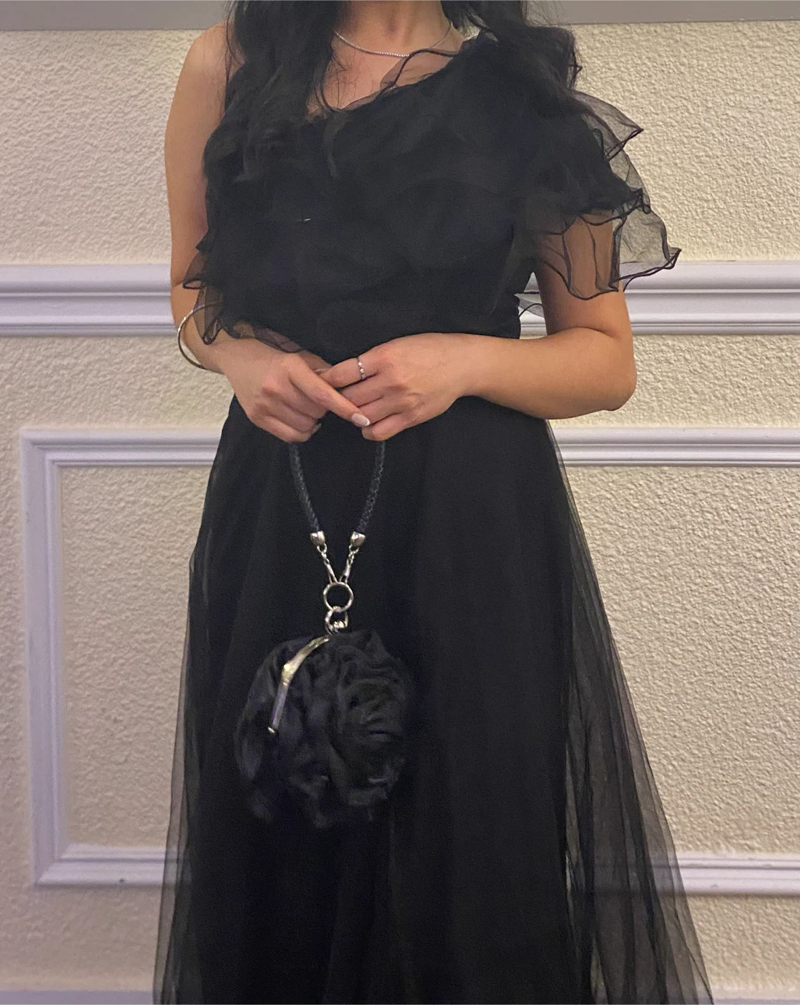 Black One-Shoulder Tulle Evening Gown. Used once. - photo 3