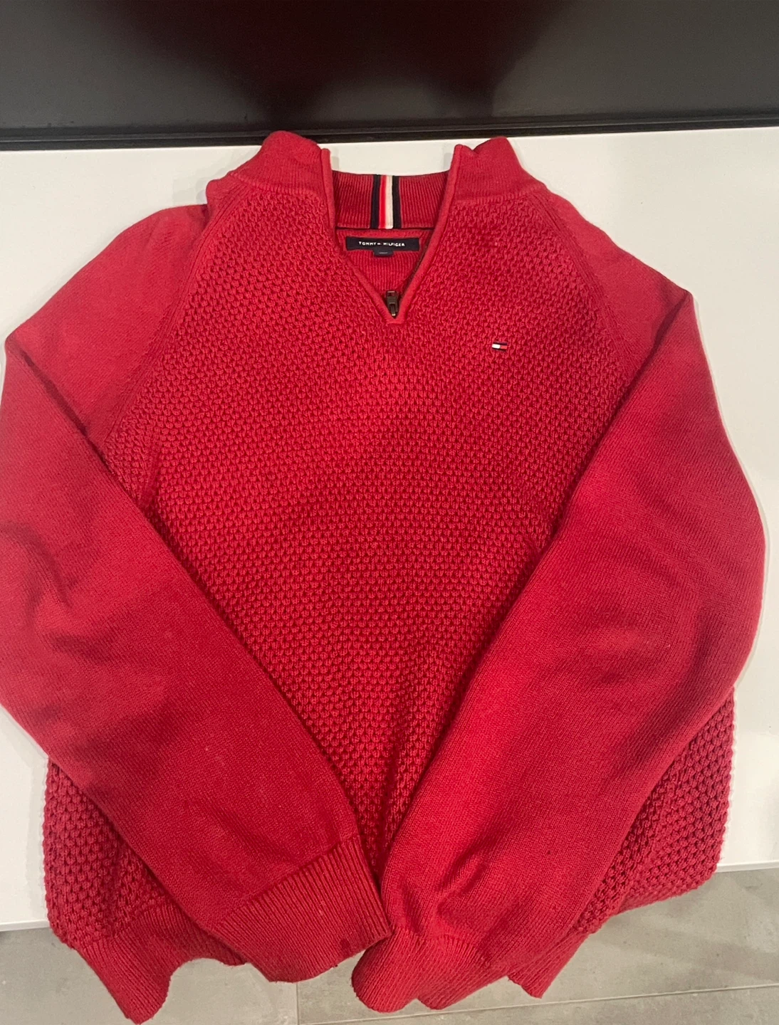 Tommy Hilfiger Red Quarter-Zip Sweater (great conditions)