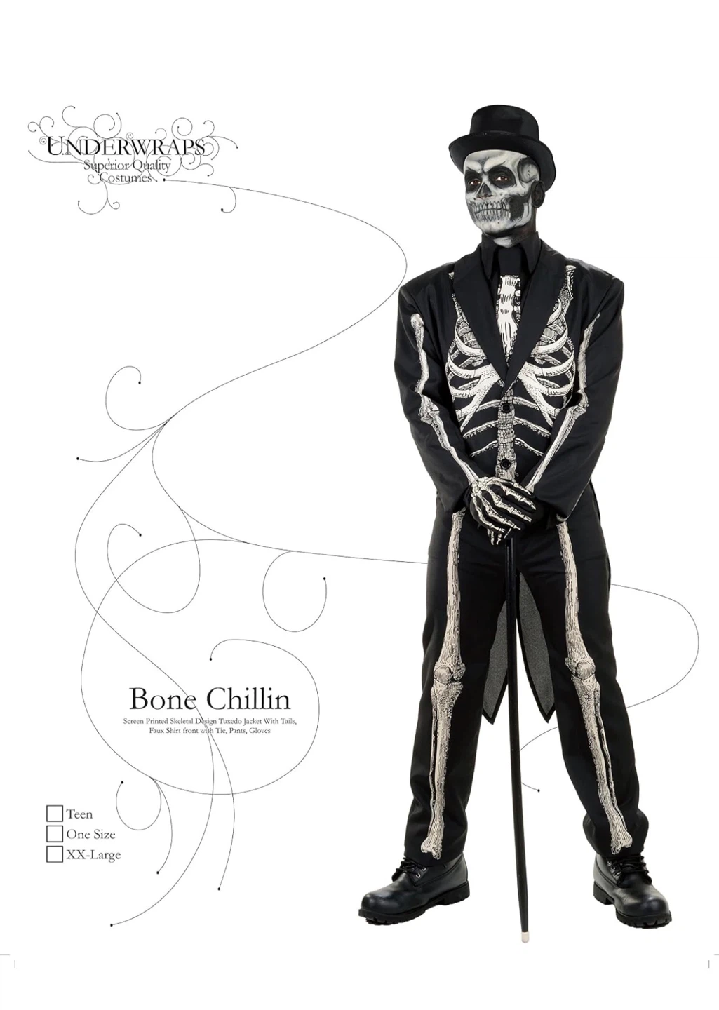 Bone Chillin Skeleton Costume One Size