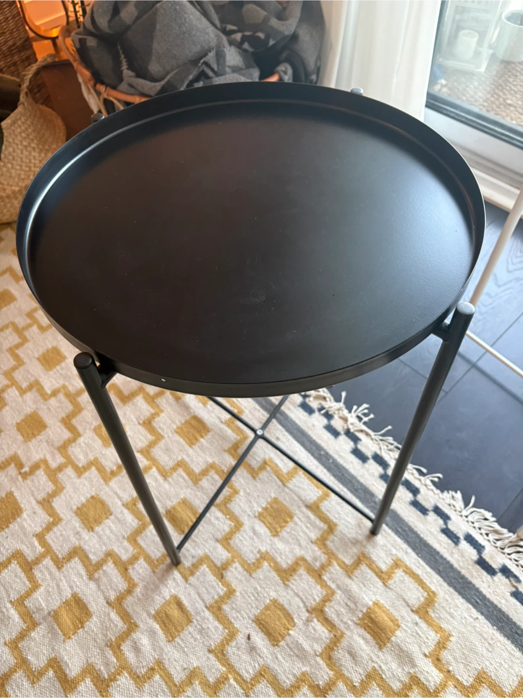 Black Round Metal Side Table