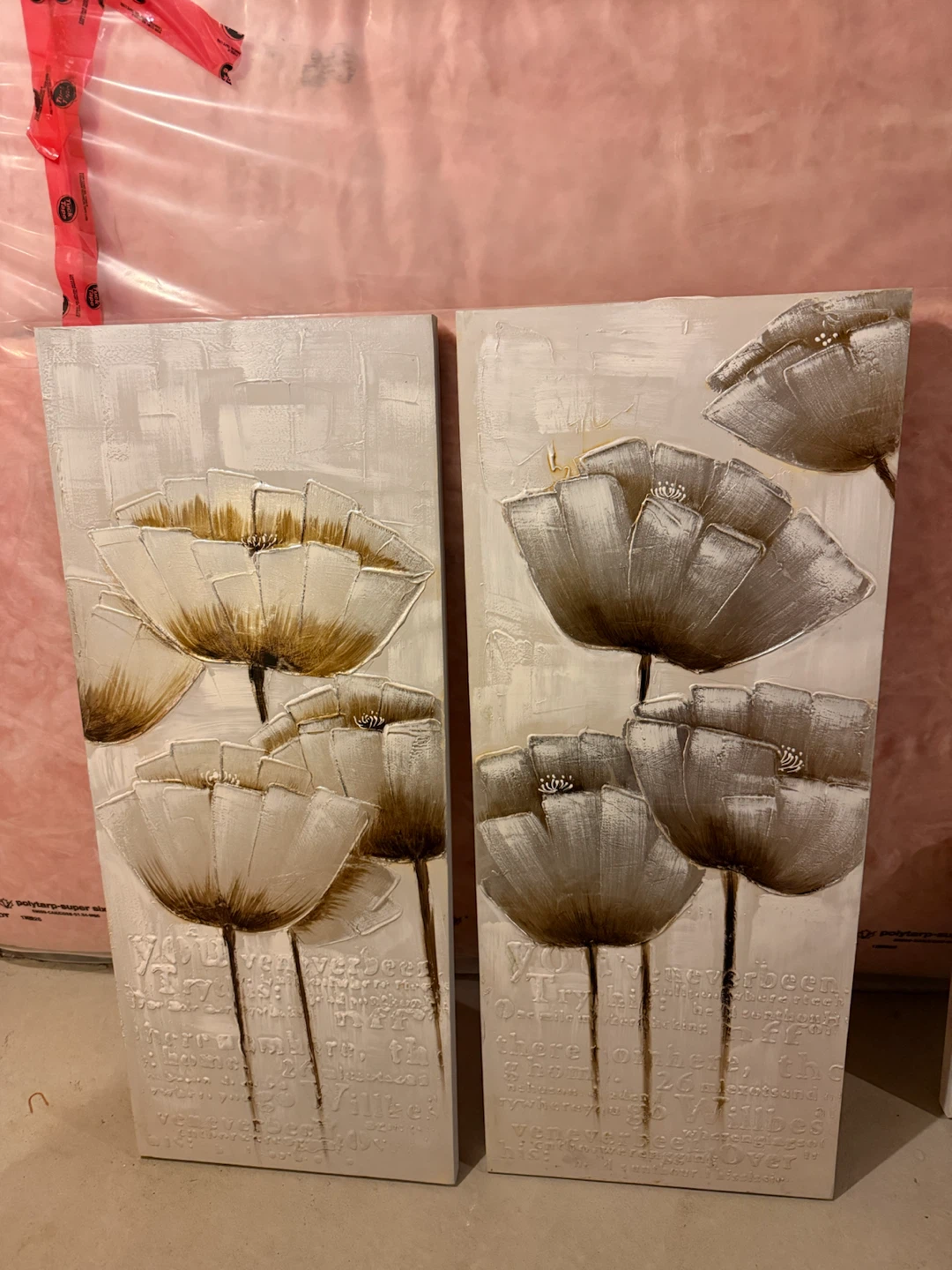 Set of Two Floral Wall Art Panels