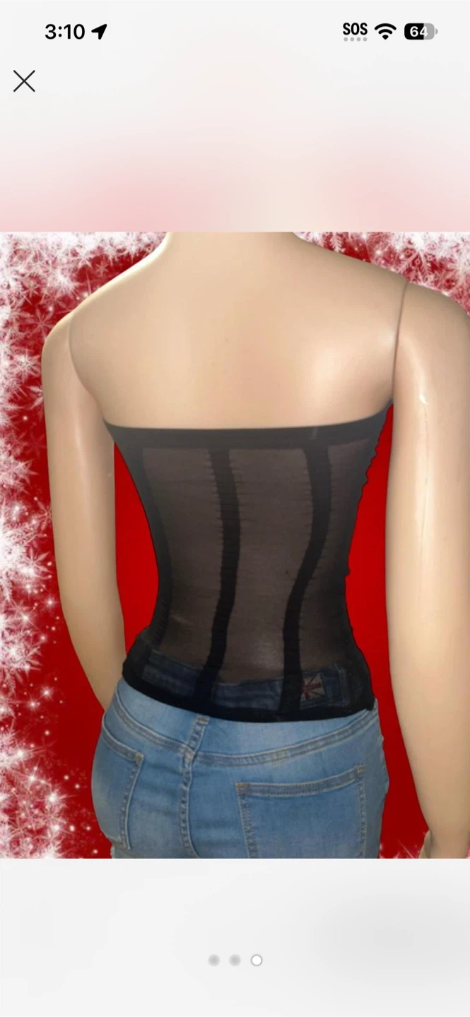Black Mesh Strapless Tube Top - photo 2
