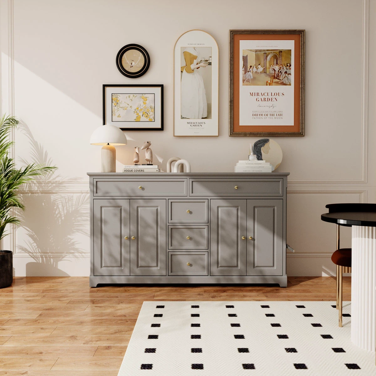Grey Wooden Sideboard Buffet Cabinet - photo 4