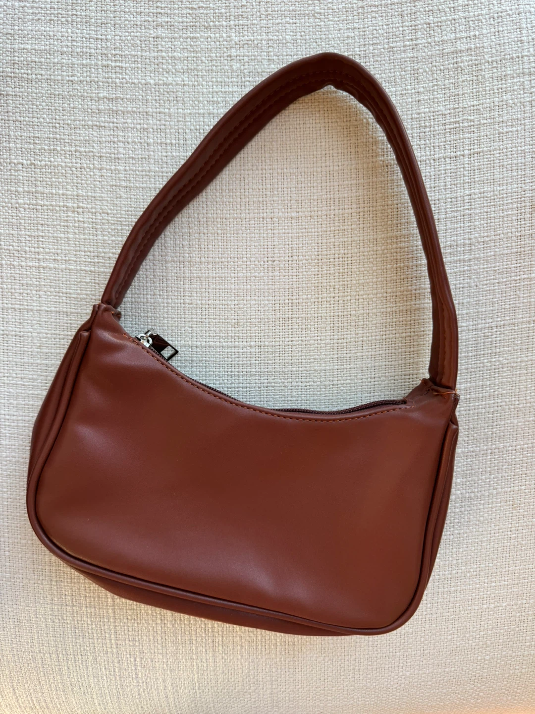 Brown Faux Leather Shoulder Bag