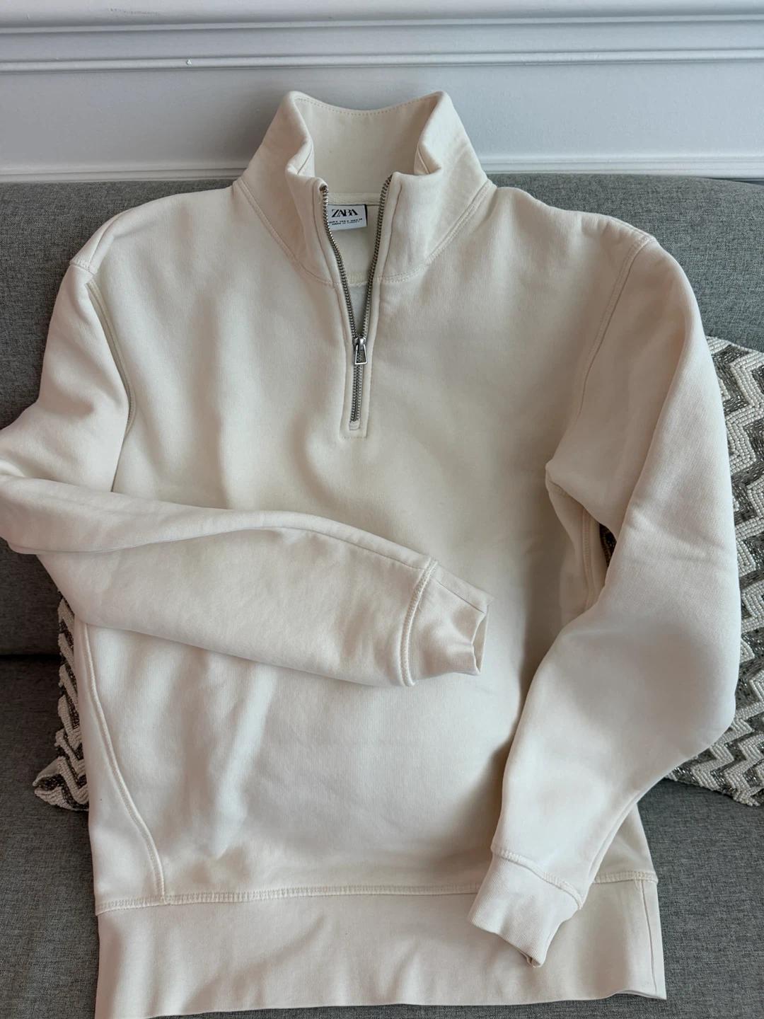 ZARA Cream Half-Zip Sweatshirt