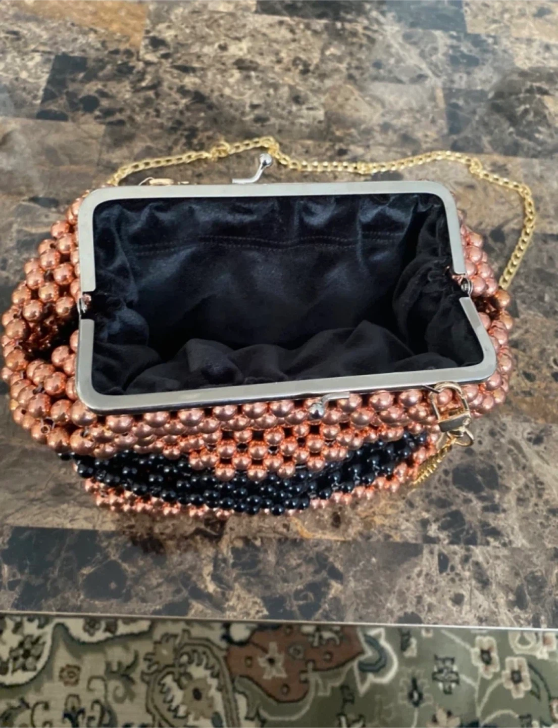 Beaded Clutch Bag with Chain Strap - photo 2