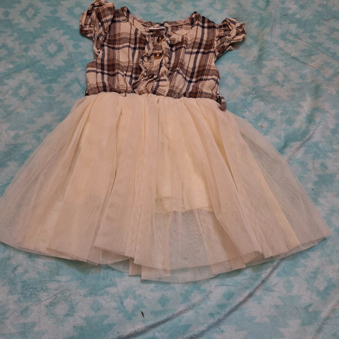 Girls Plaid and Tulle Dress