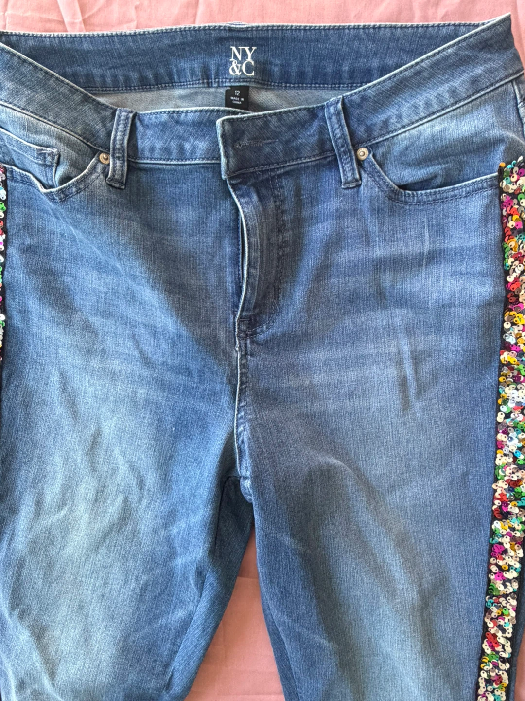NY & C Sequin Stripe Jeans Size 12 - photo 2