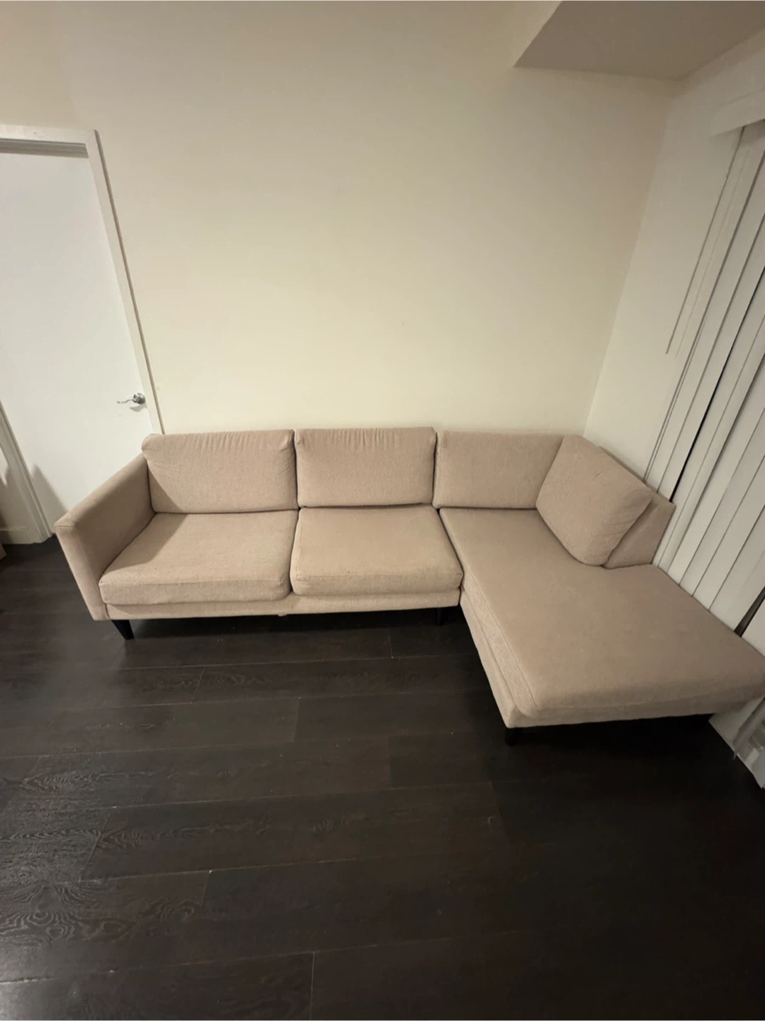 Beige Sectional Sofa with Chaise