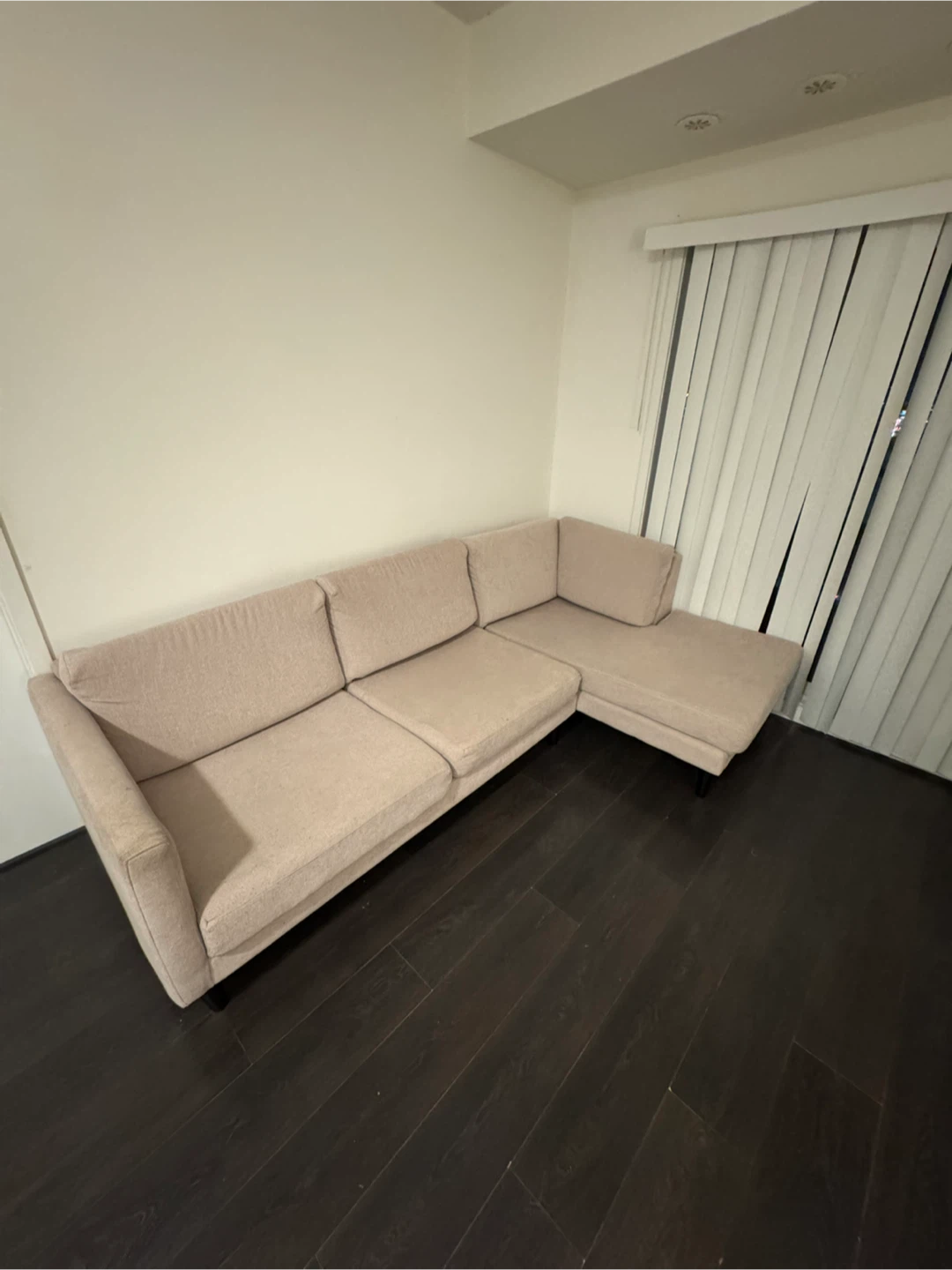 Beige Sectional Sofa with Chaise - photo 2
