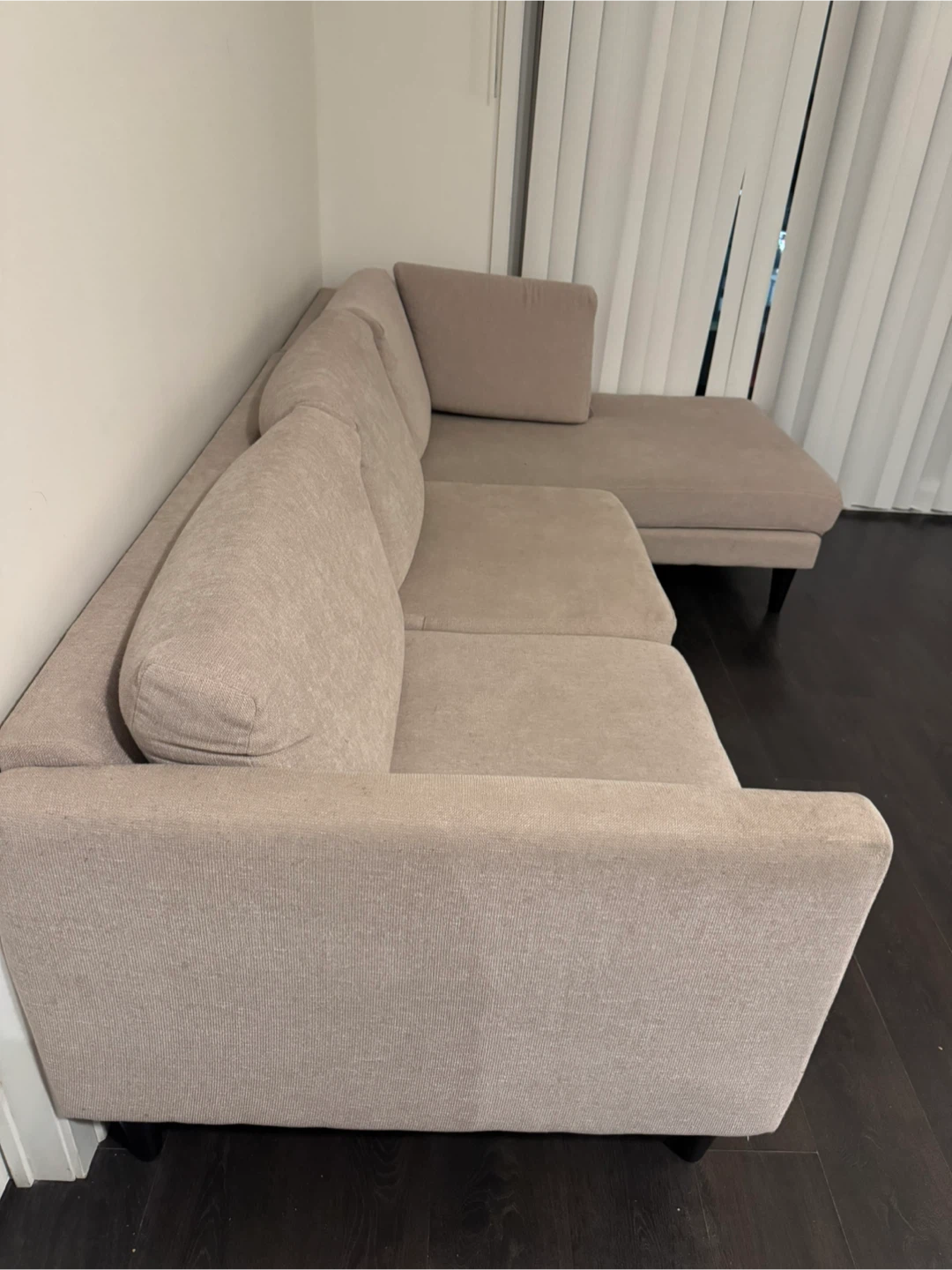Beige Sectional Sofa with Chaise - photo 3