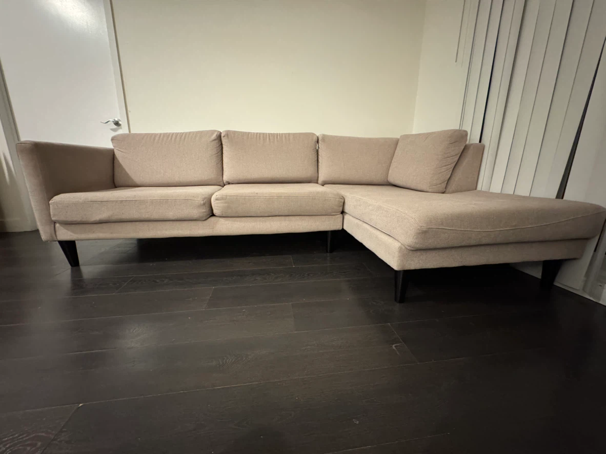 Beige Sectional Sofa with Chaise - photo 5