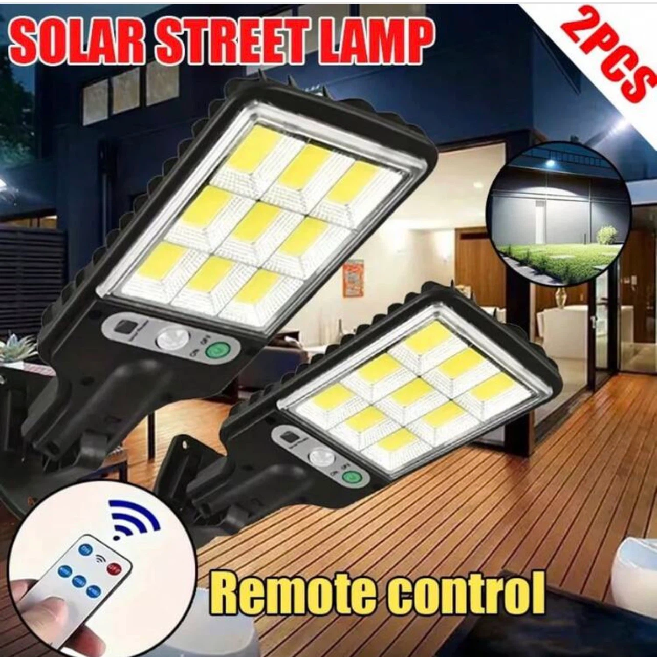 2 Pack Solar Street Lamp with Motion Sensor