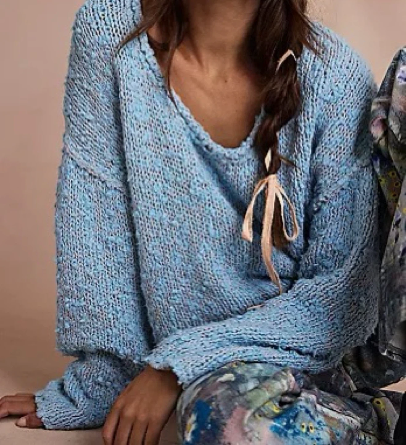 Free People:Light Blue Knit Sweater - XS