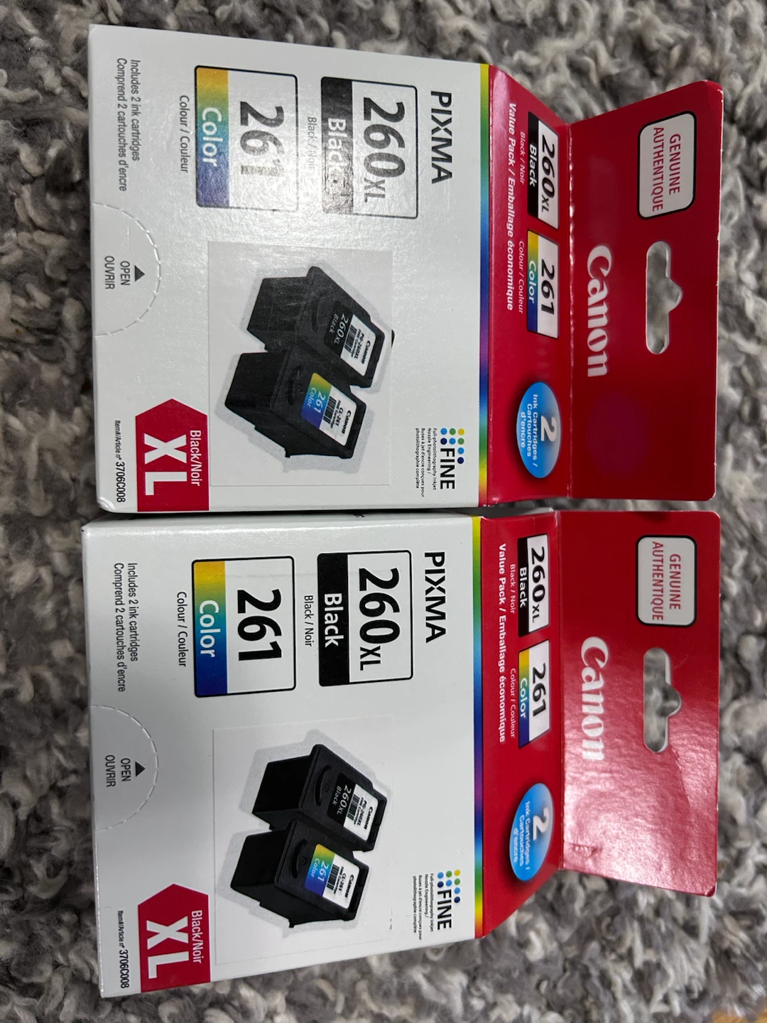 2 Boxes of Canon PG-260XL and CL-261 Ink Cartridges