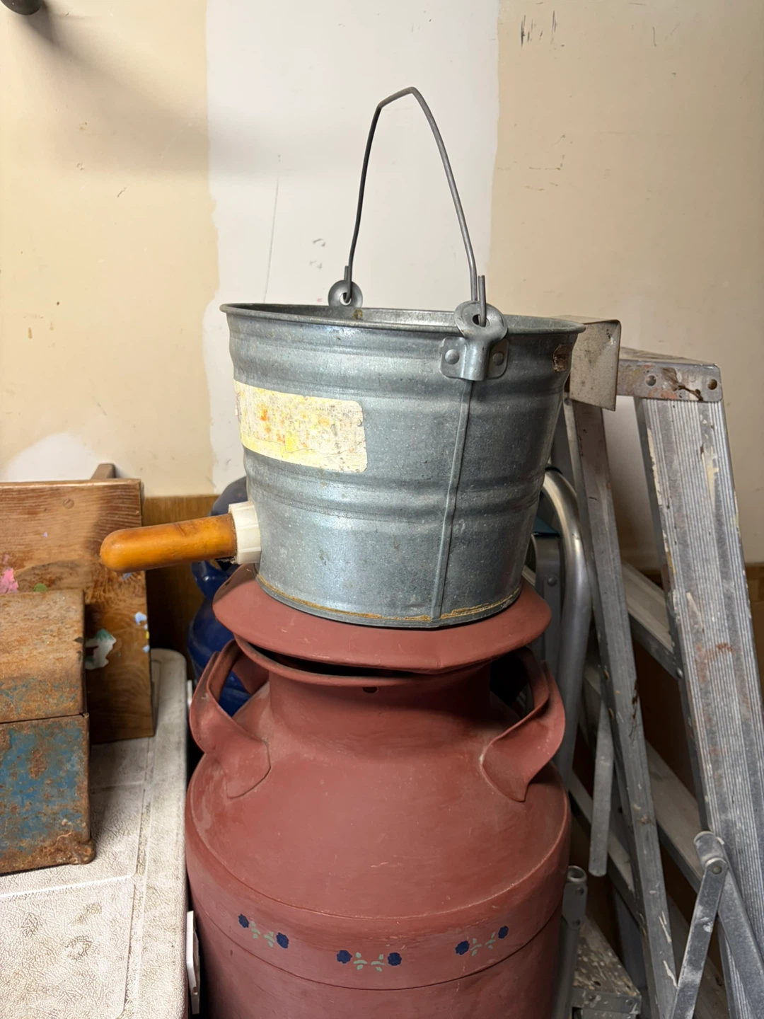 Vintage Galvanized Metal Calf Feeding Pail