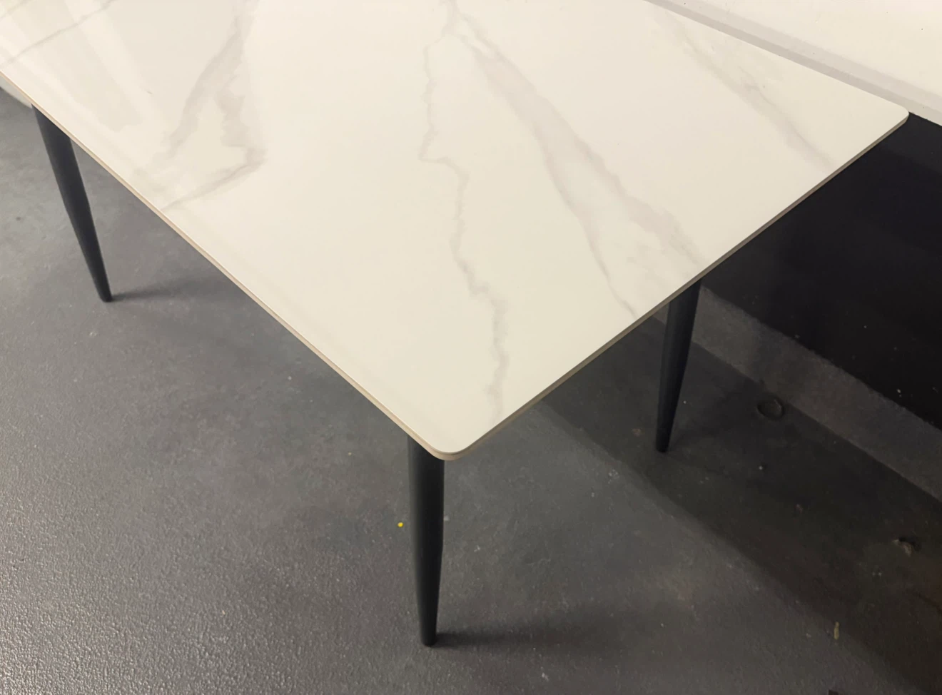 White Marble-Look Dining Table - photo 3