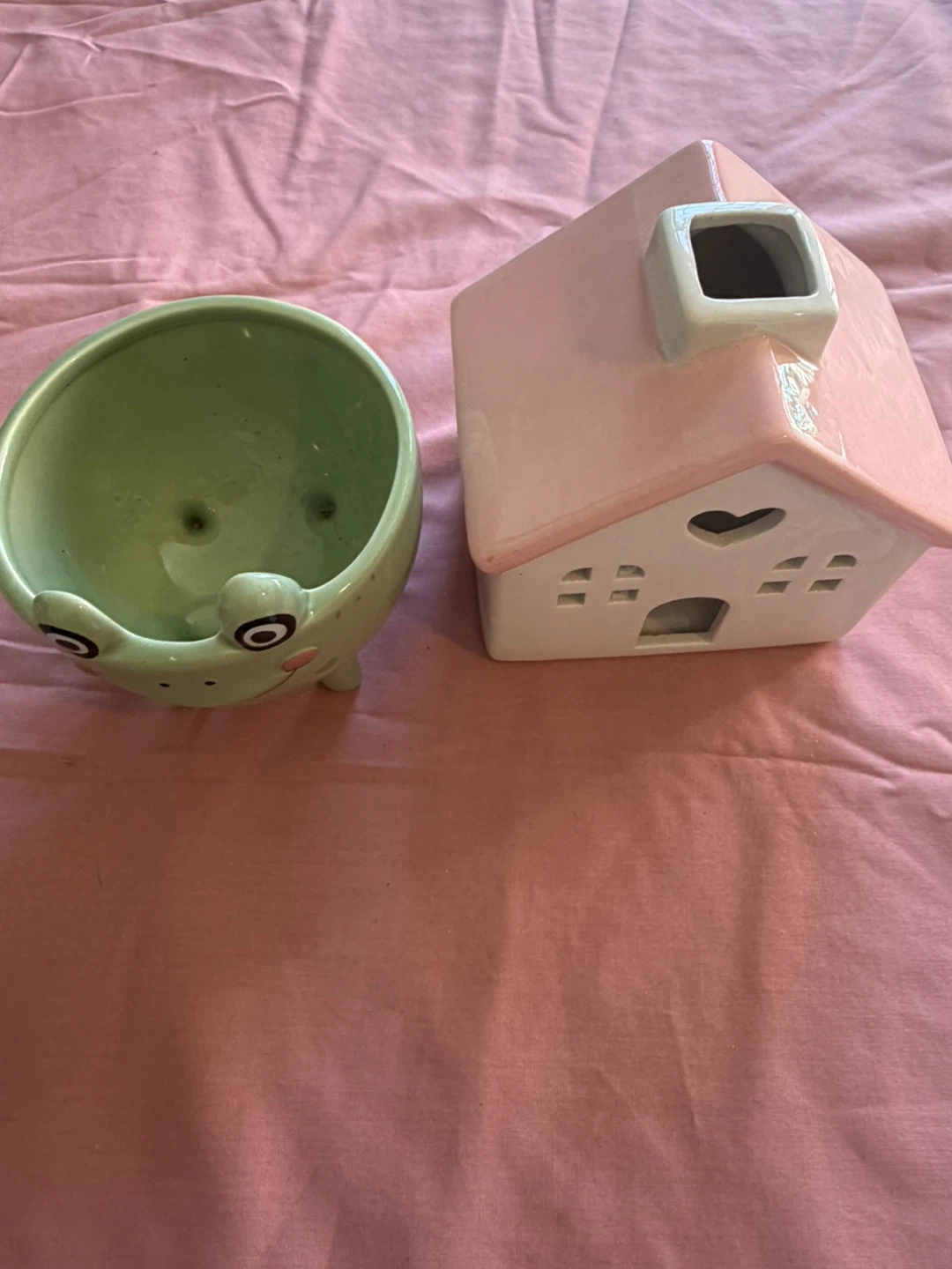 Ceramic Frog Planter and House Decor Set