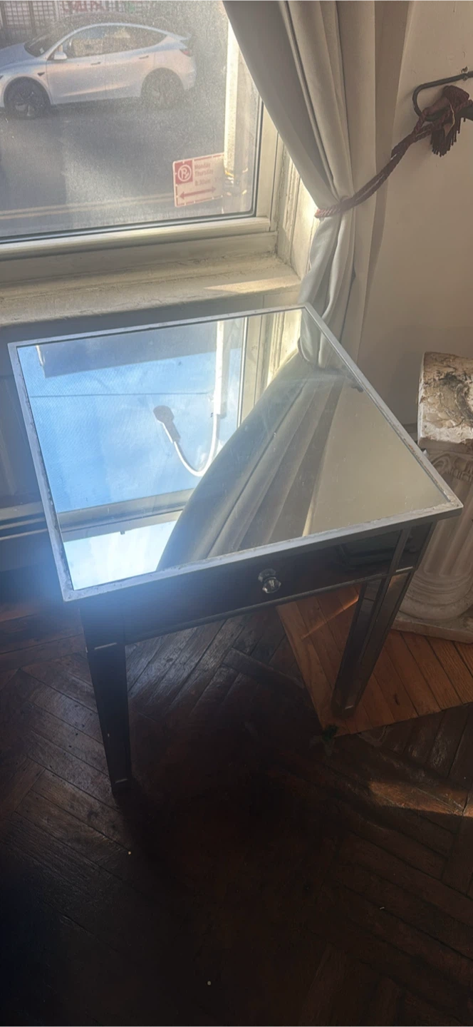 2 Mirrored Side Table with Drawer