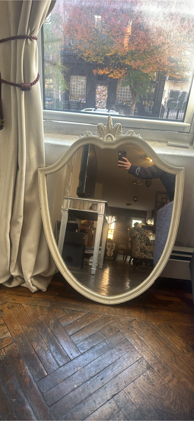 Vintage Ornate Off-White Wall Mirror