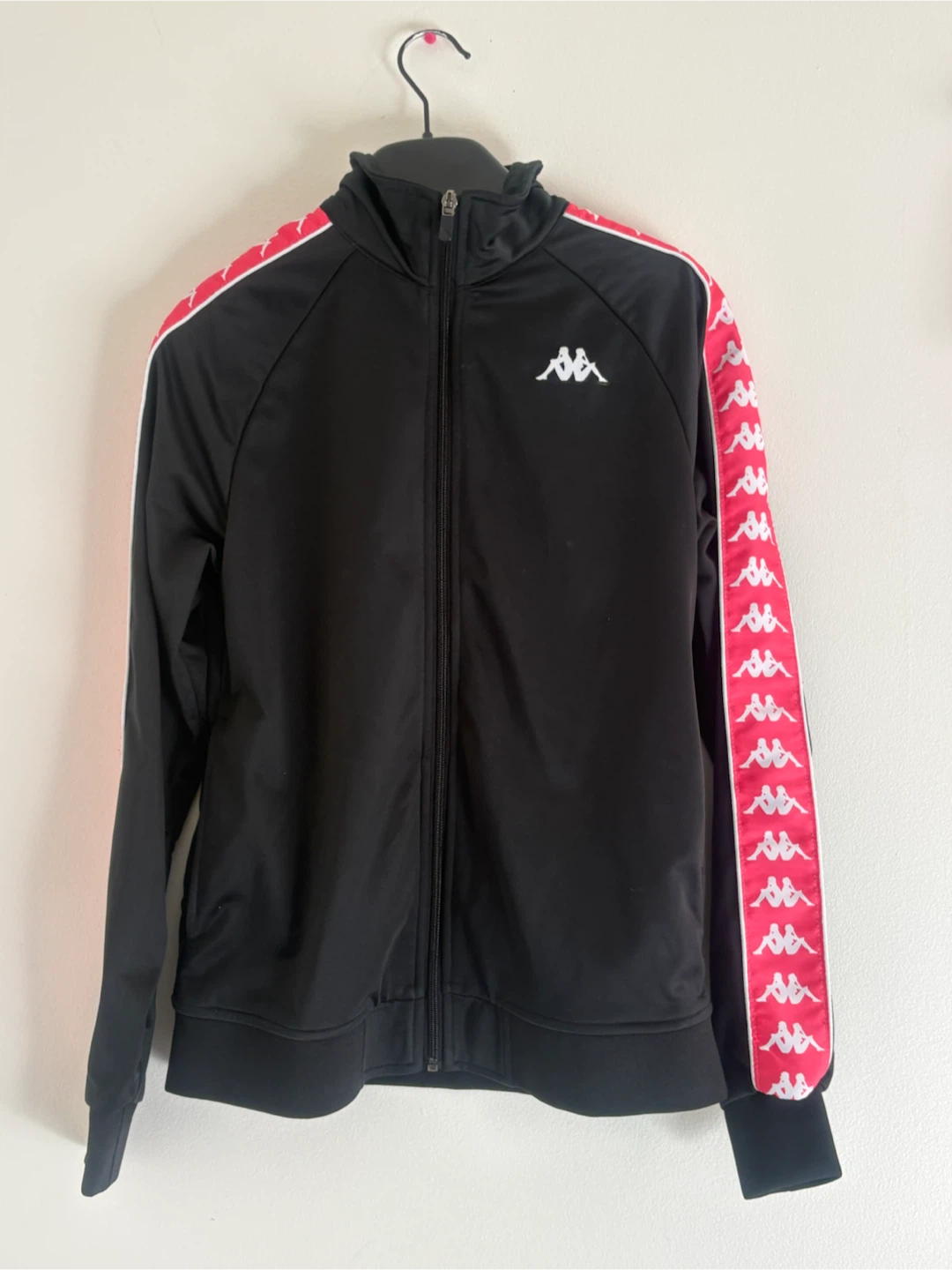 Kappa track jacket - black & pink - Size Small
