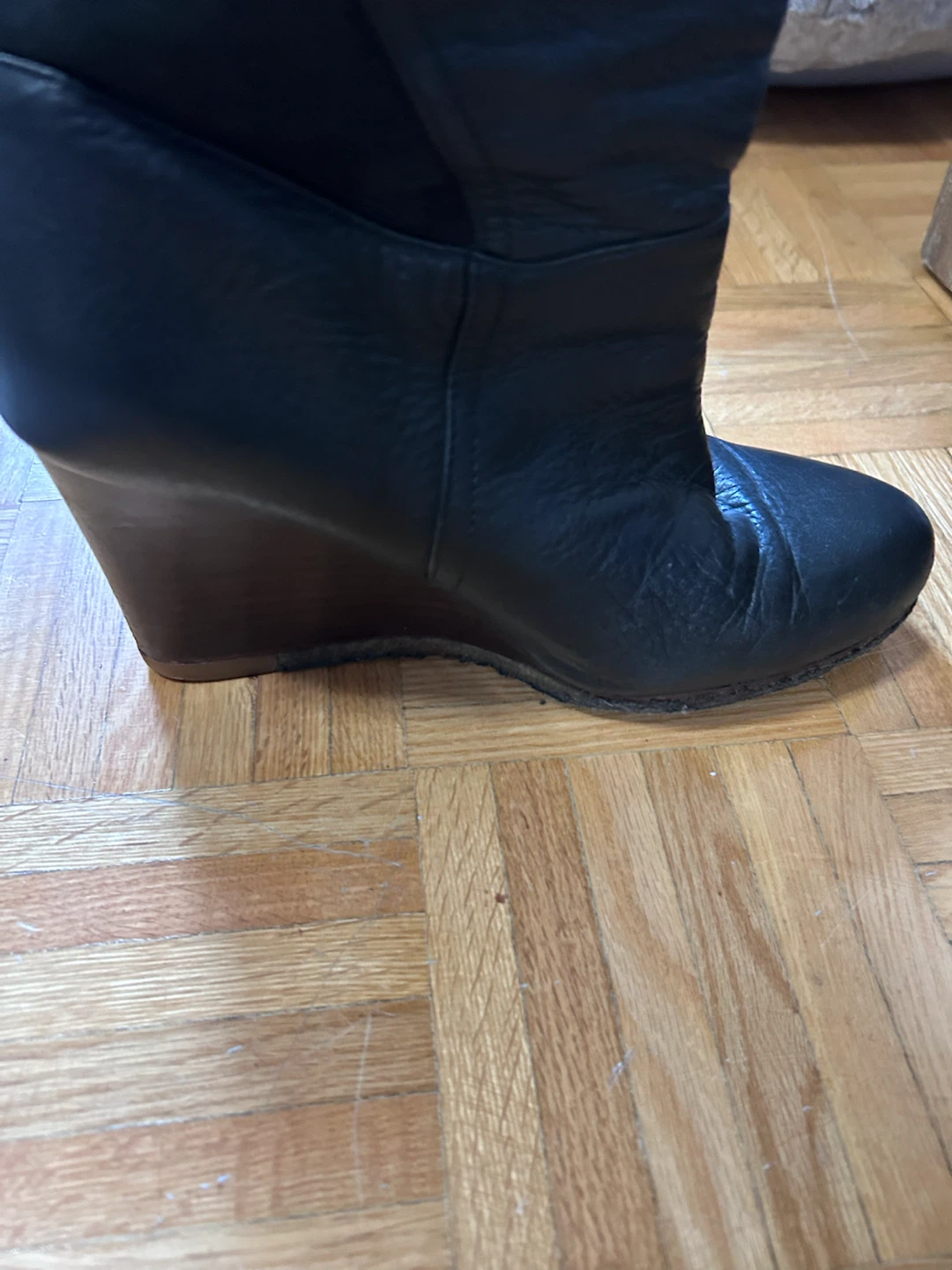 Authentic Black Leather UGG Wedge Boots - photo 5